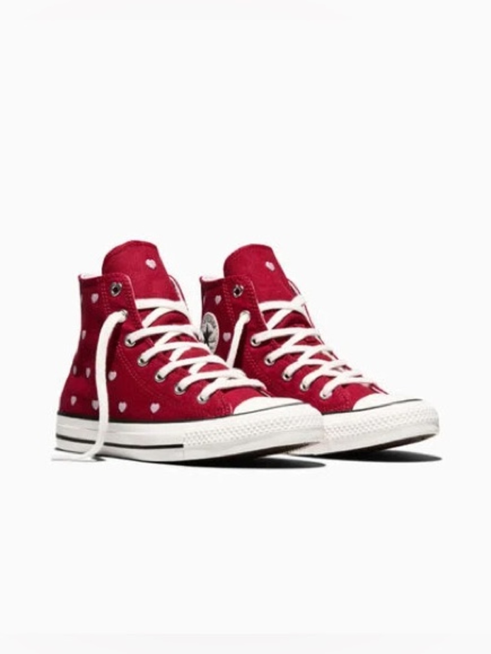 Converse Chuck Taylor All Star High Top Shoes Hearts Red Sneaker Youth Size 5.5 - Picture 3 of 12